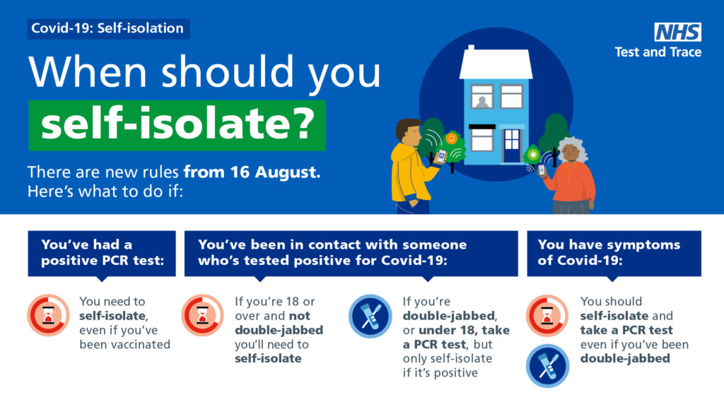 Self-isolation rules after 16 August